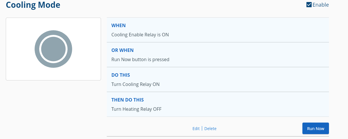 Cooling Mode OneTouch rule