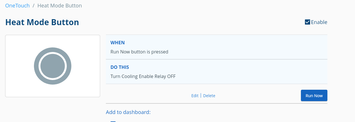 Heat mode virtual button
